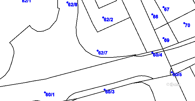 Parcela st. 62/7 v KÚ Štětí I, Katastrální mapa