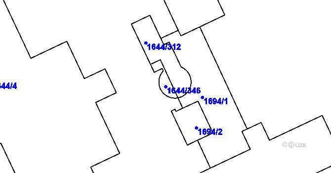 Parcela st. 1644/346 v KÚ Štětí I, Katastrální mapa