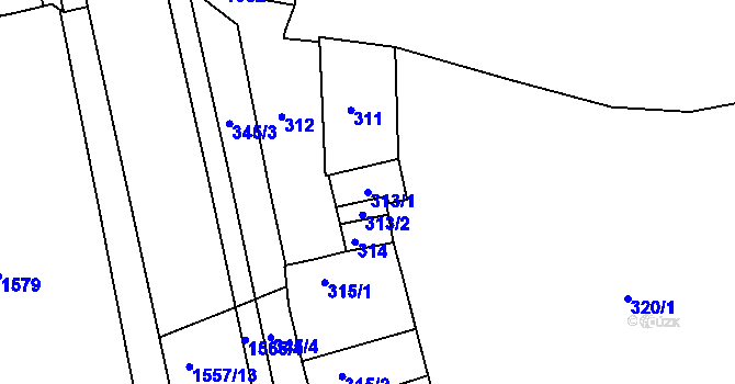 Parcela st. 313/1 v KÚ Štětí I, Katastrální mapa