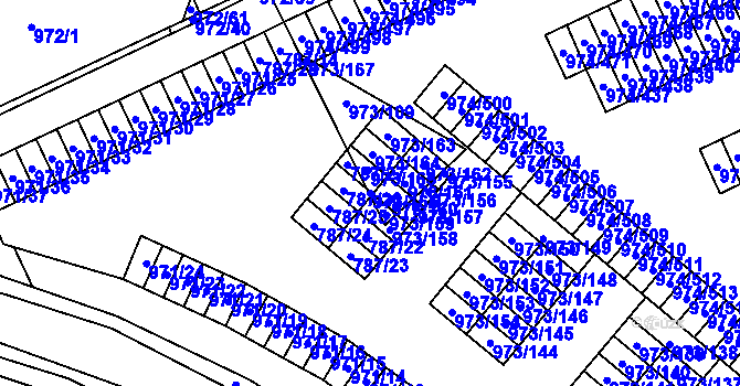 Parcela st. 973/166 v KÚ Štětí I, Katastrální mapa