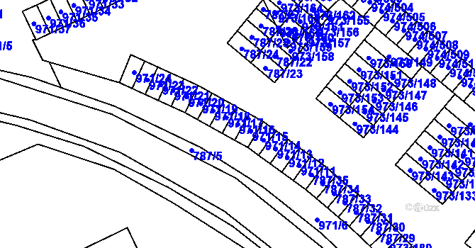 Parcela st. 971/16 v KÚ Štětí I, Katastrální mapa