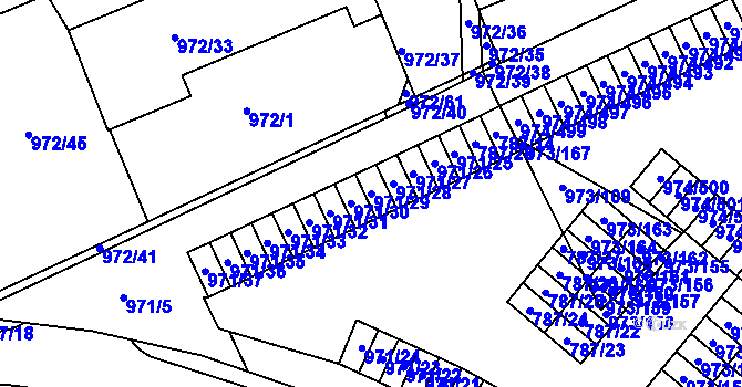 Parcela st. 971/29 v KÚ Štětí I, Katastrální mapa