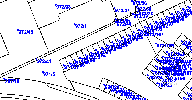 Parcela st. 971/31 v KÚ Štětí I, Katastrální mapa