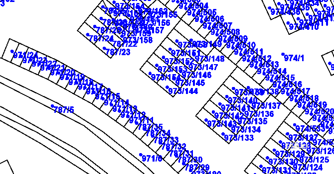 Parcela st. 973/144 v KÚ Štětí I, Katastrální mapa