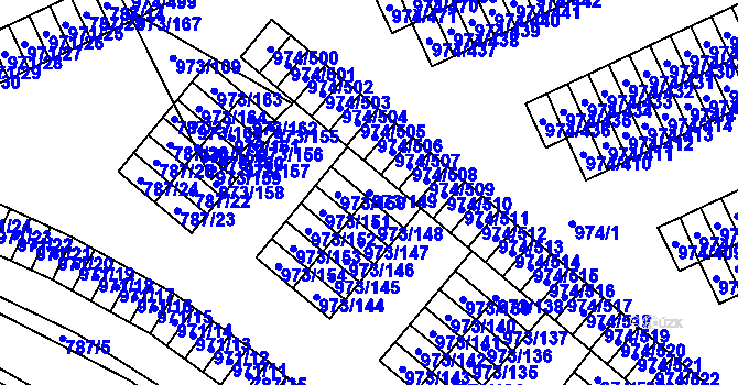 Parcela st. 973/149 v KÚ Štětí I, Katastrální mapa