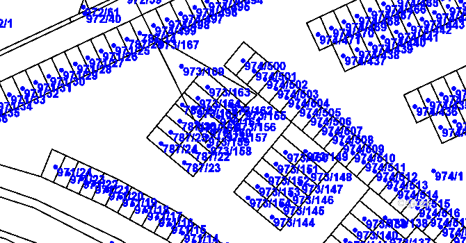 Parcela st. 973/156 v KÚ Štětí I, Katastrální mapa