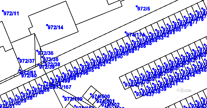 Parcela st. 974/490 v KÚ Štětí I, Katastrální mapa