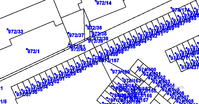 Parcela st. 974/499 v KÚ Štětí I, Katastrální mapa