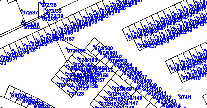 Parcela st. 974/502 v KÚ Štětí I, Katastrální mapa