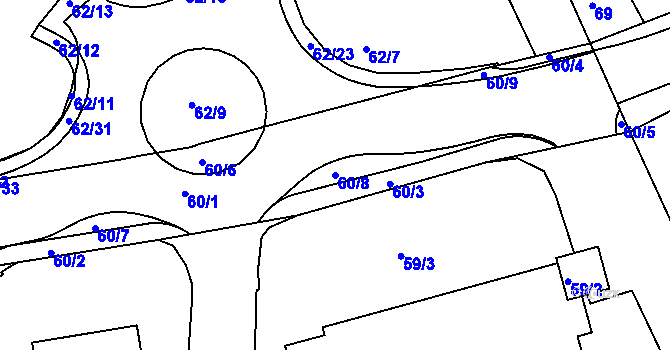 Parcela st. 60/8 v KÚ Štětí I, Katastrální mapa