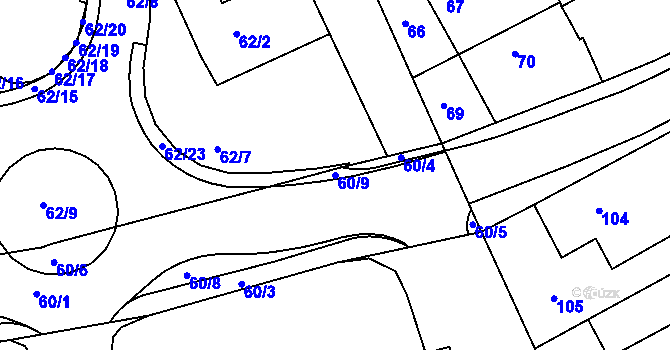 Parcela st. 60/9 v KÚ Štětí I, Katastrální mapa