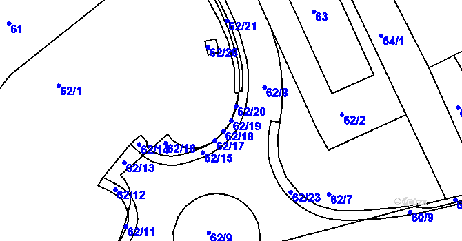 Parcela st. 62/19 v KÚ Štětí I, Katastrální mapa