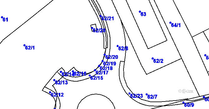 Parcela st. 62/20 v KÚ Štětí I, Katastrální mapa
