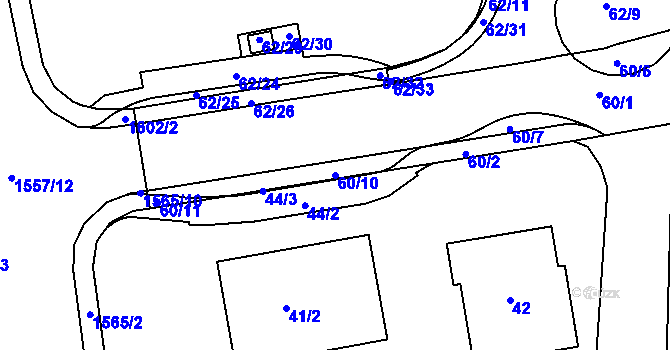 Parcela st. 60/10 v KÚ Štětí I, Katastrální mapa