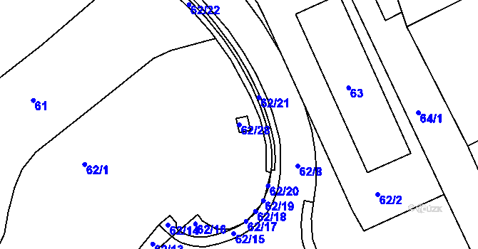 Parcela st. 62/28 v KÚ Štětí I, Katastrální mapa