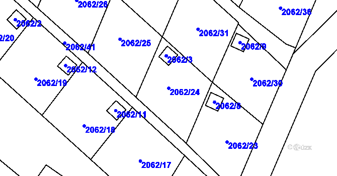 Parcela st. 2062/24 v KÚ Štětí I, Katastrální mapa