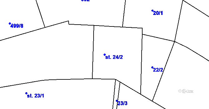 Parcela st. 24/2 v KÚ Štětice, Katastrální mapa