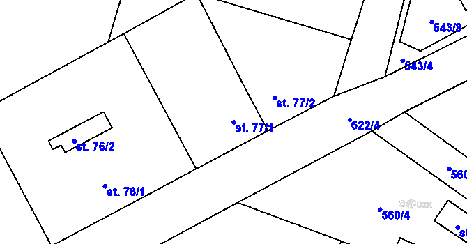 Parcela st. 77/1 v KÚ Štětice, Katastrální mapa