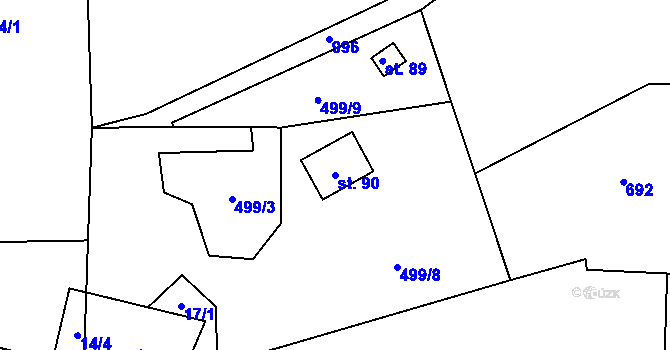 Parcela st. 90 v KÚ Štětice, Katastrální mapa