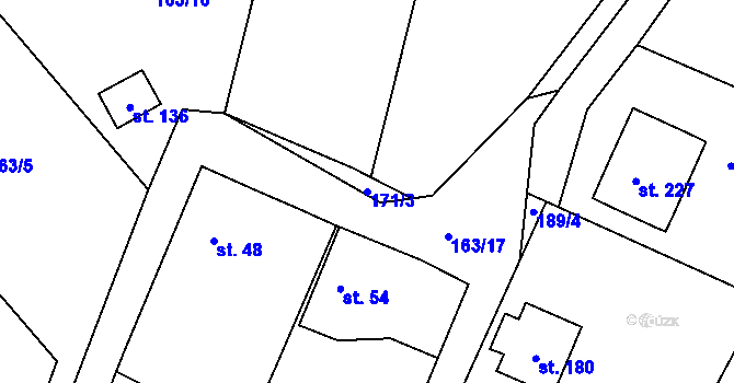 Parcela st. 171/3 v KÚ Štětkovice, Katastrální mapa