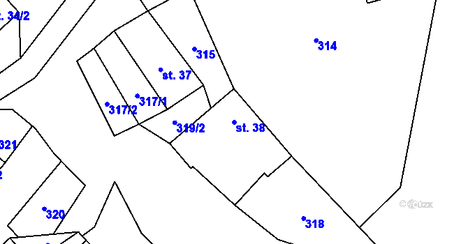 Parcela st. 38 v KÚ Štětkovice, Katastrální mapa