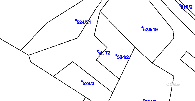 Parcela st. 72 v KÚ Štětkovice, Katastrální mapa