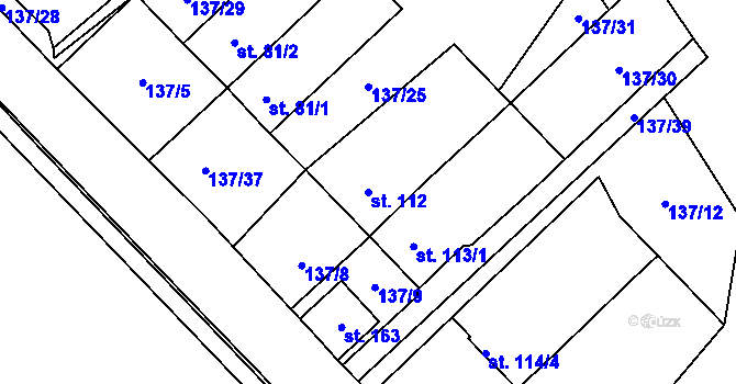 Parcela st. 112 v KÚ Štětkovice, Katastrální mapa