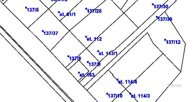 Parcela st. 113/1 v KÚ Štětkovice, Katastrální mapa