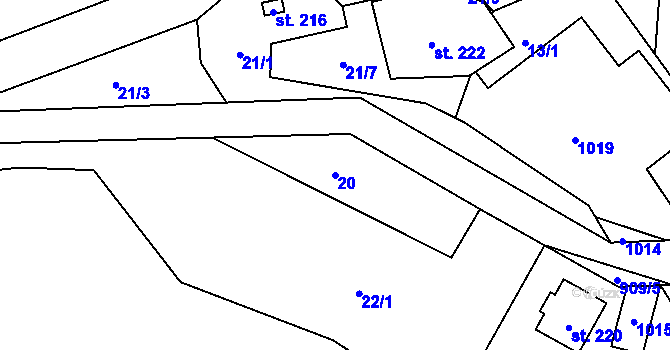 Parcela st. 20 v KÚ Štětkovice, Katastrální mapa