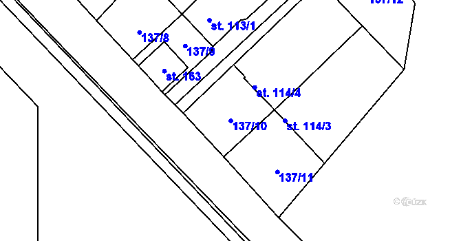 Parcela st. 137/10 v KÚ Štětkovice, Katastrální mapa