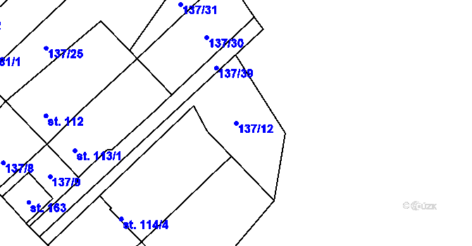 Parcela st. 137/12 v KÚ Štětkovice, Katastrální mapa