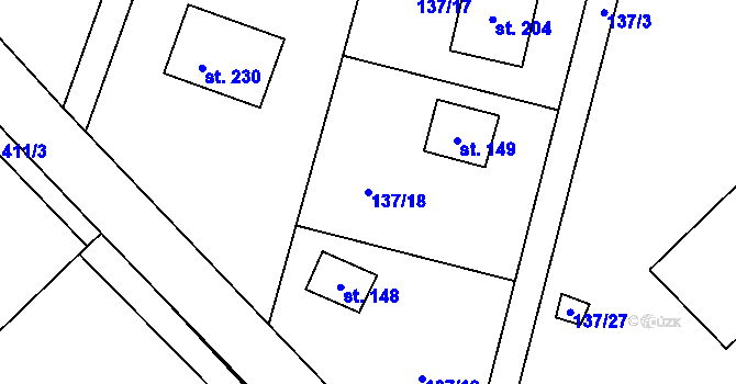 Parcela st. 137/18 v KÚ Štětkovice, Katastrální mapa