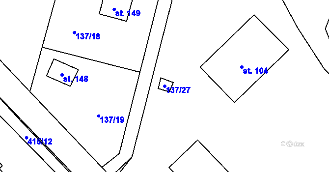 Parcela st. 137/27 v KÚ Štětkovice, Katastrální mapa