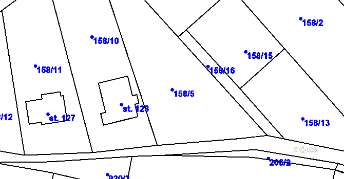 Parcela st. 158/5 v KÚ Štětkovice, Katastrální mapa