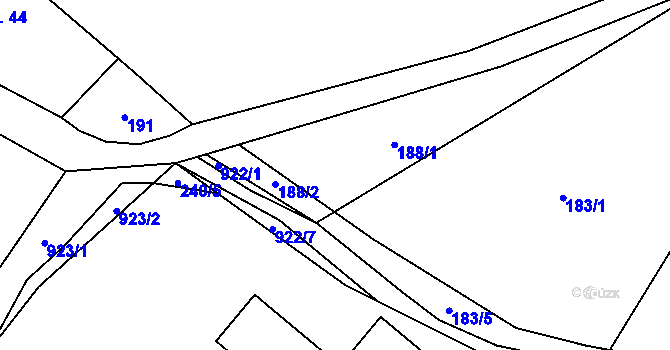 Parcela st. 188 v KÚ Štětkovice, Katastrální mapa