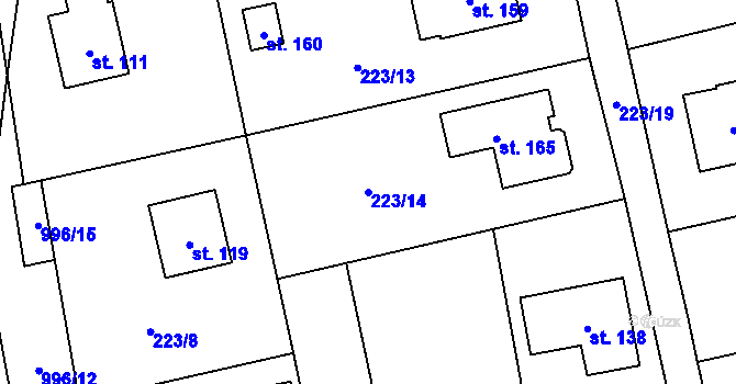 Parcela st. 223/14 v KÚ Štětkovice, Katastrální mapa