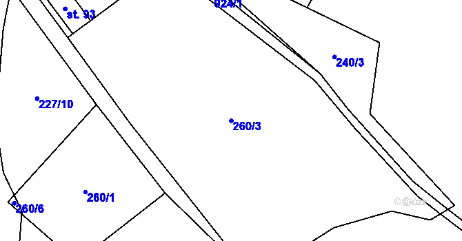 Parcela st. 260/3 v KÚ Štětkovice, Katastrální mapa