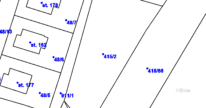 Parcela st. 415/2 v KÚ Štětkovice, Katastrální mapa