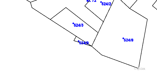 Parcela st. 524/9 v KÚ Štětkovice, Katastrální mapa
