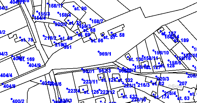Parcela st. 969/1 v KÚ Štětkovice, Katastrální mapa