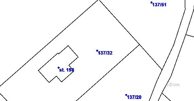 Parcela st. 137/32 v KÚ Štětkovice, Katastrální mapa