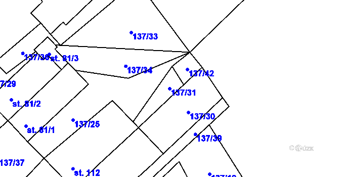 Parcela st. 137/31 v KÚ Štětkovice, Katastrální mapa