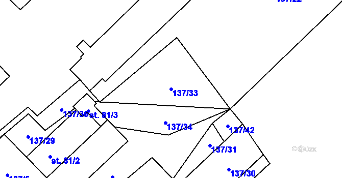 Parcela st. 137/33 v KÚ Štětkovice, Katastrální mapa
