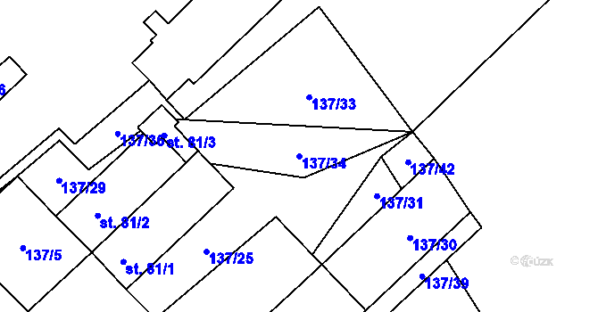 Parcela st. 137/34 v KÚ Štětkovice, Katastrální mapa