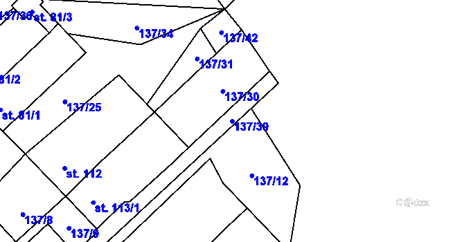 Parcela st. 137/39 v KÚ Štětkovice, Katastrální mapa