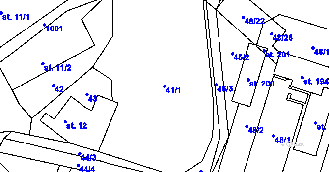 Parcela st. 41/1 v KÚ Štětkovice, Katastrální mapa