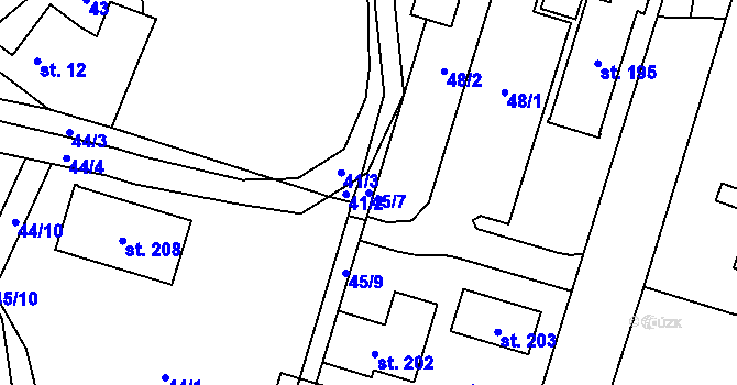 Parcela st. 45/7 v KÚ Štětkovice, Katastrální mapa
