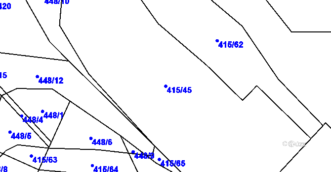 Parcela st. 415/45 v KÚ Štětkovice, Katastrální mapa