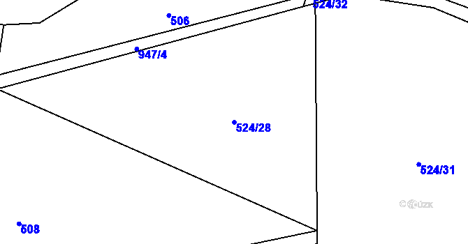 Parcela st. 524/28 v KÚ Štětkovice, Katastrální mapa