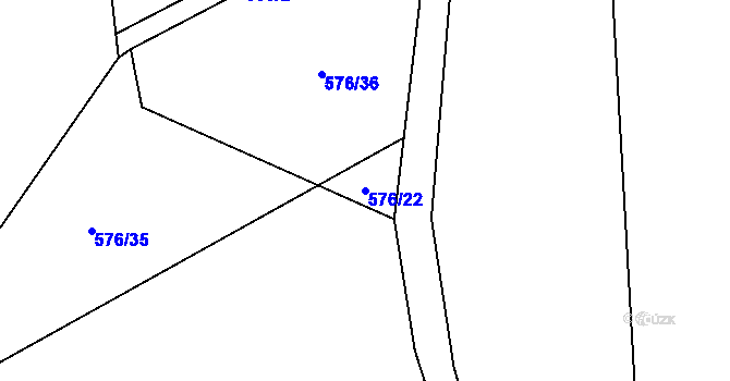 Parcela st. 576/22 v KÚ Štětkovice, Katastrální mapa